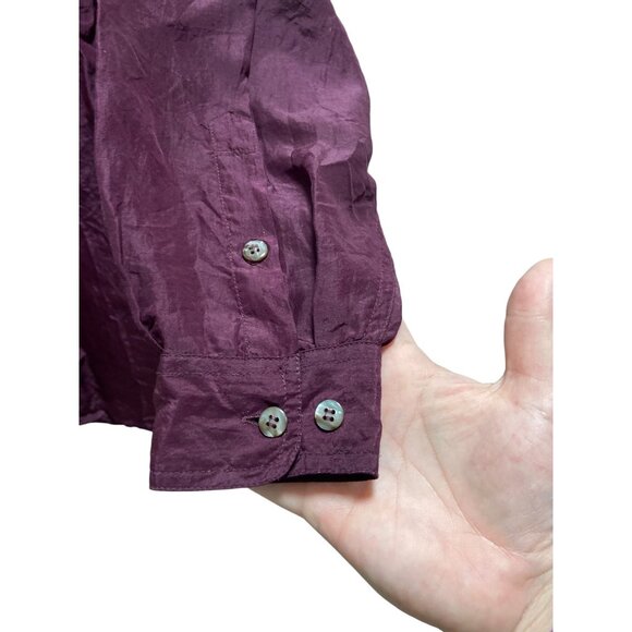 Express Silk Button Down Blouse Burgundy Size M Vintage - Picture 9 of 12